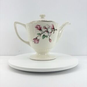 Homer Laughlin Dogwood Liberty Large Teapot With Lid Vintage Floral China‎ USA